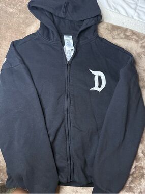 Disney Black Zip Hoodie with White Tag Detail